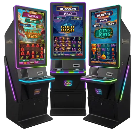 Three Foxfire entertainment cabinets