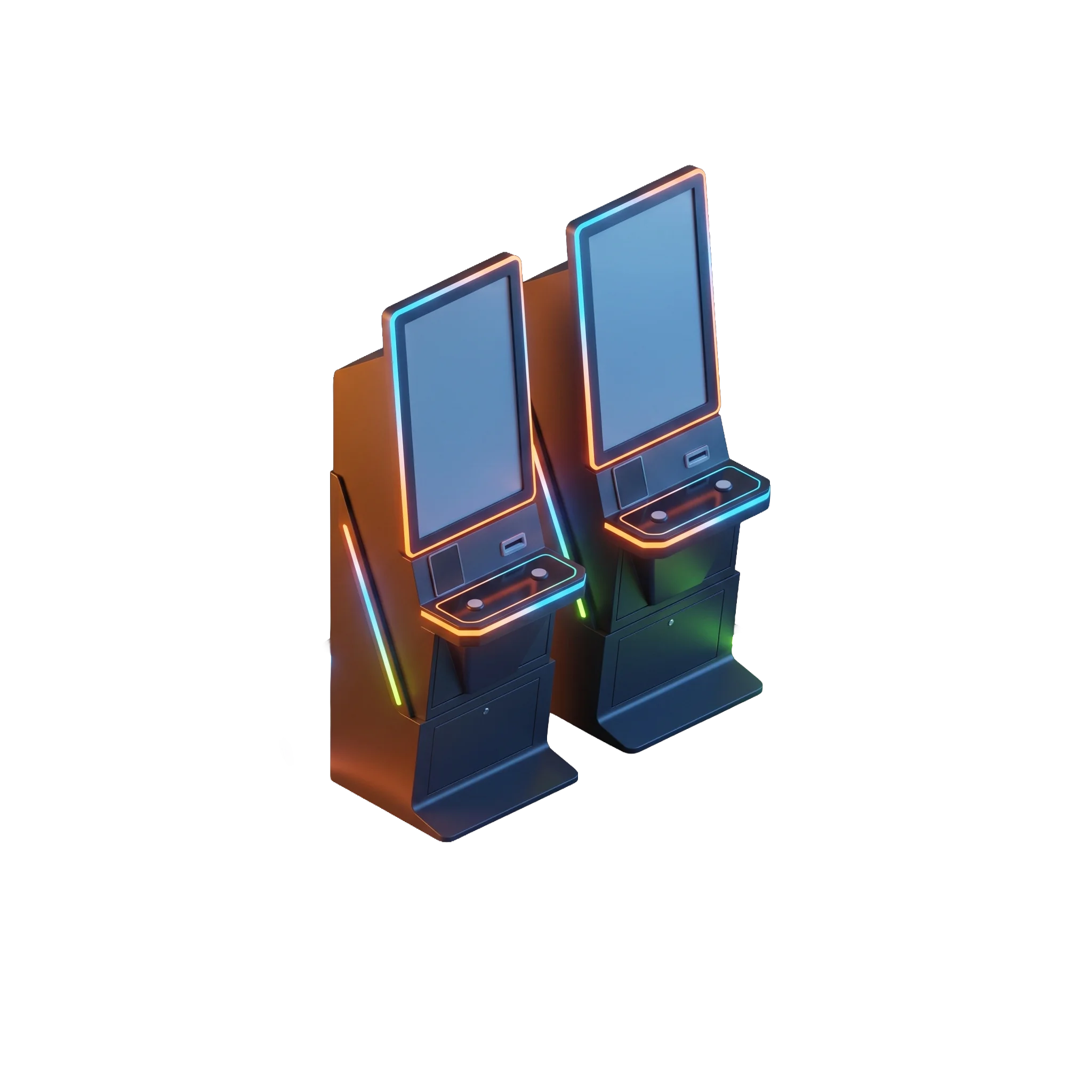 Illustration of a pair of cabinets standing in a small corner footprint, showing how little room they need.
